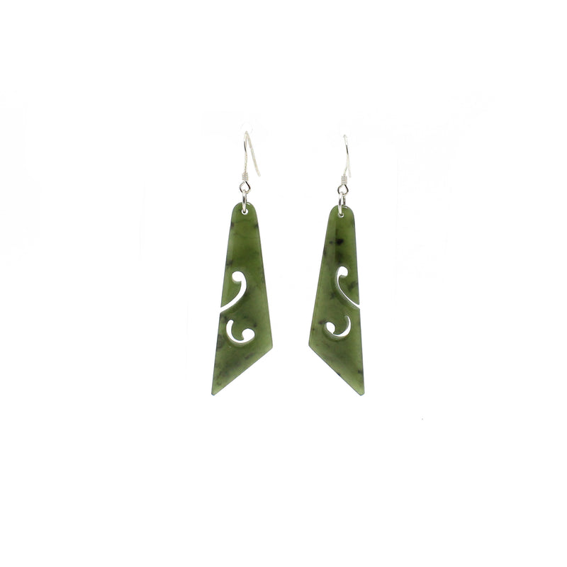 Pounamu Earrings with Carved Koru