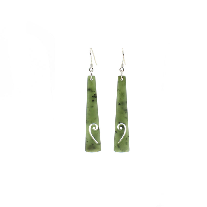 Pounamu Earrings with Carved Koru
