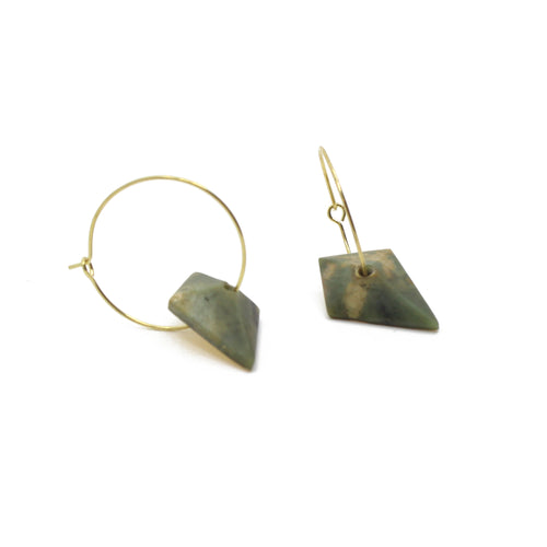 Facet Diamond Pounamu Hoops | by Ana Krakosky