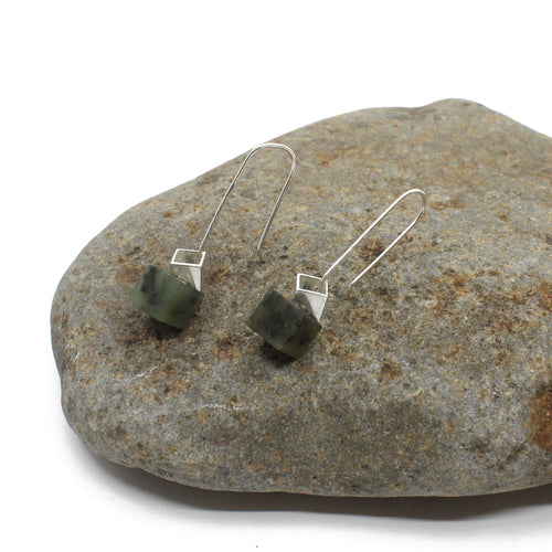 Cube Pounamu Earrings | by Ana Krakosky