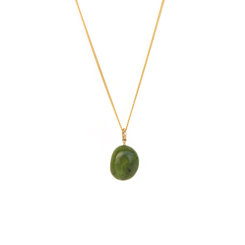 Aotahi Neckalce - 14k Rolled Gold with Greenstone by Charlotte Penman