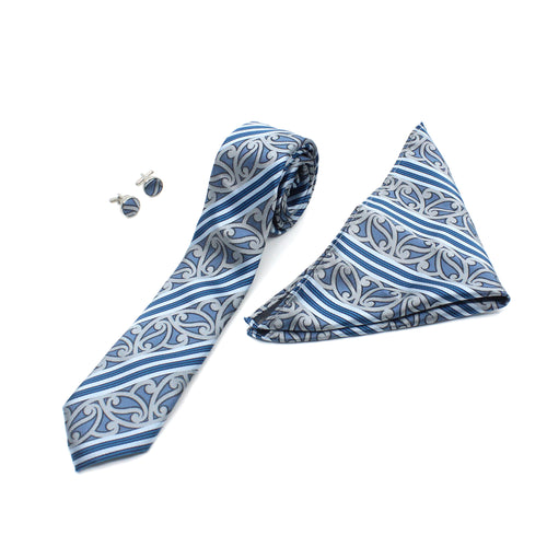 Boxed Tie Set - Blue, Grey & Taupe
