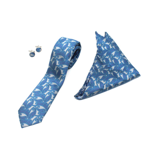 Boxed Tie Set - Blue & Taupe