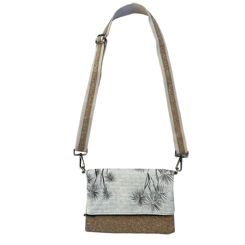 Cork Fabric Fold-over Bag - Ti KoukaBlack on Natural| By Jo Luping