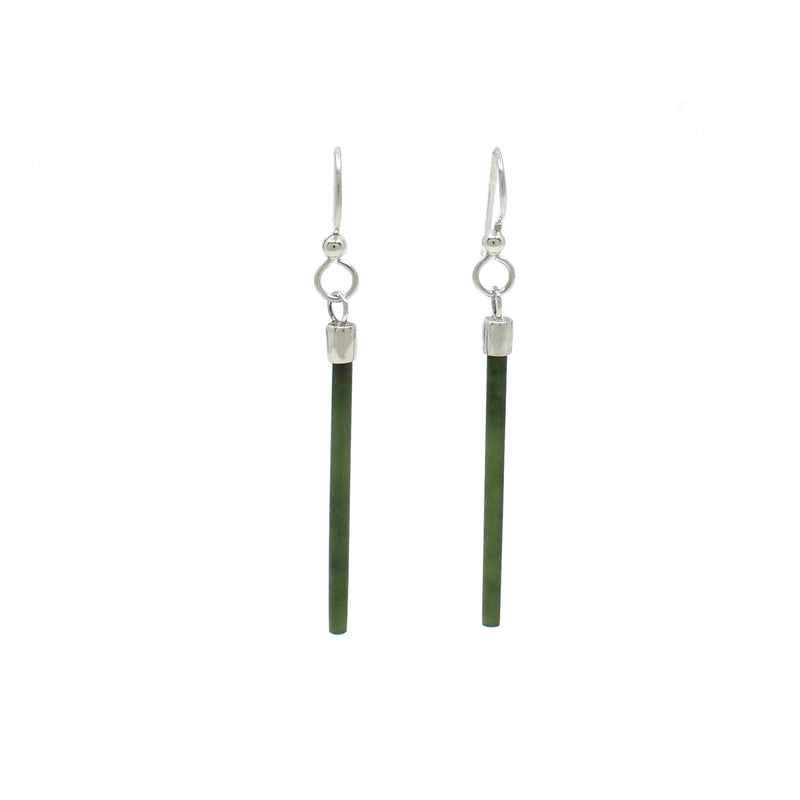 Pounamu & Sterling Silver Drop Earrings - Small