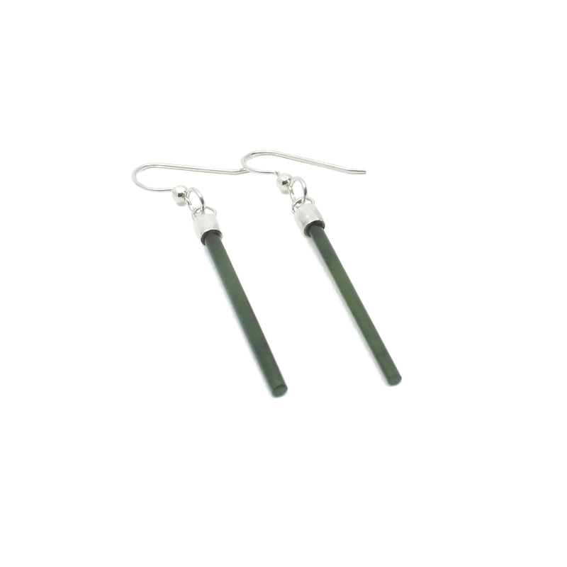 Pounamu & Sterling Silver Drop Earrings - Small