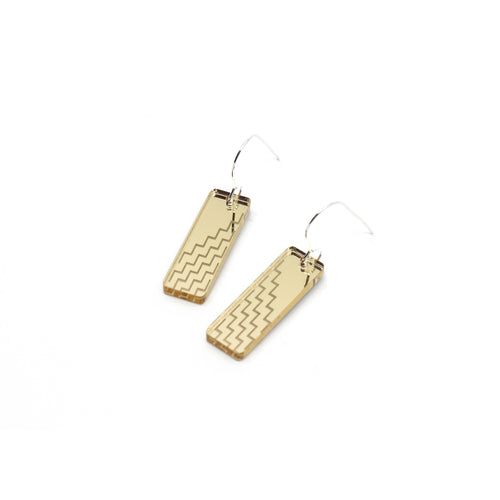 Poutama Earrings Small - Mirror | by Nichola Te Kiri