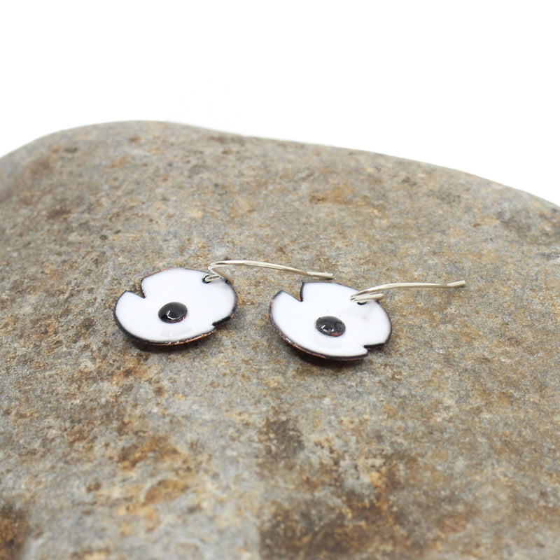 White Poppy Earrings | by Rainey Designs