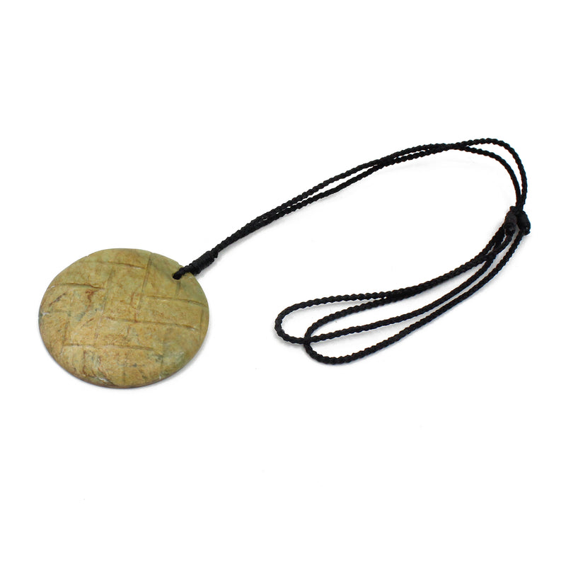 Disc Pounamu Pendant - Harakeke Design | by Ana Krakosky