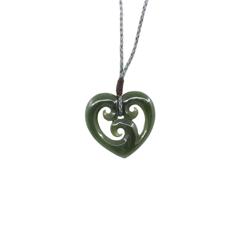 Pounamu Heart with Triple Koru Pendant