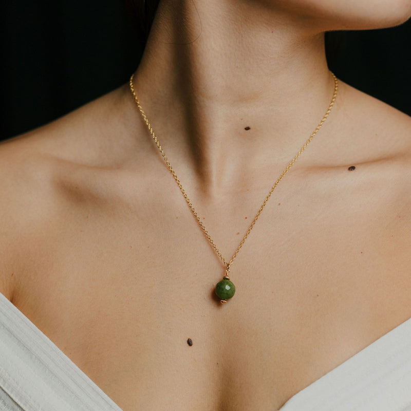 Kōpū Neckalce - 14k Rolled Gold with Greenstone by Charlotte Penman