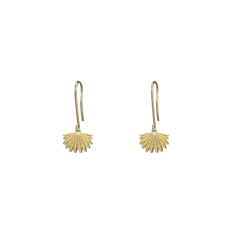 Mini Fan Tail Hook Earrings Gold Plate | by Boh Runga