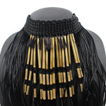 Neckpiece - Black with Piupiu Strands | by Shona Tāwhiao