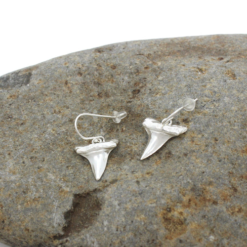 Bright Silver Niho Shark Earrings | by Keri-Mei Zagrobelna