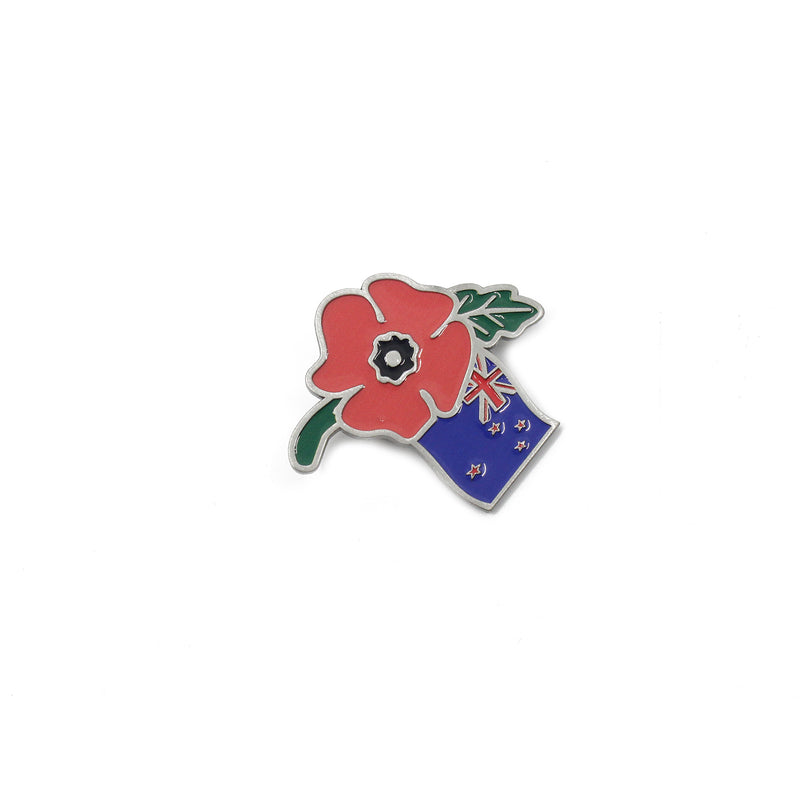 Poppy with Flag Brooch