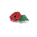 Poppy  with Green Leaf Brooch