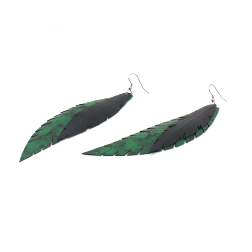 "Pounamu" Double Feather Up-cycled Earrings | by Ronja Schipper