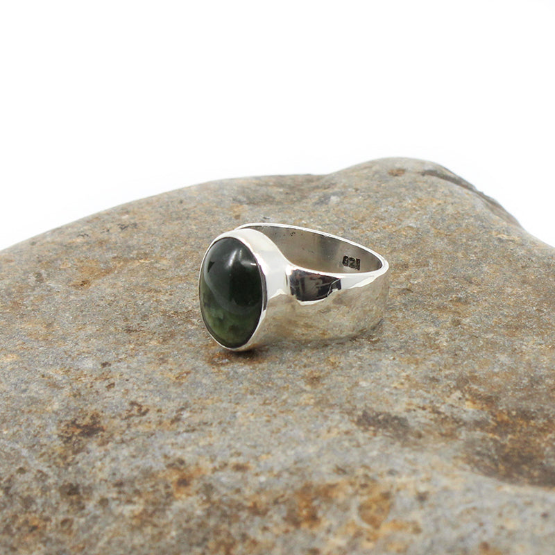 Oval Pounamu & Sterling Silver Ring - Size U