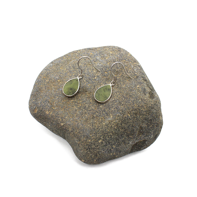 Pounamu & Sterling Silver Drop Earrings