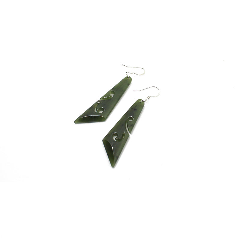 Pounamu Earrings with Carved Koru