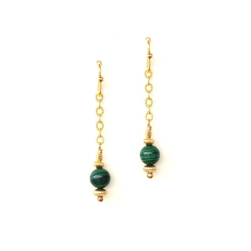 Rabia Gold Earrings with Malachite by Charlotte Penman