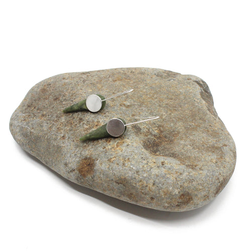 Shard Pounamu with Silver Disc Earrings | by Ana Krakosky