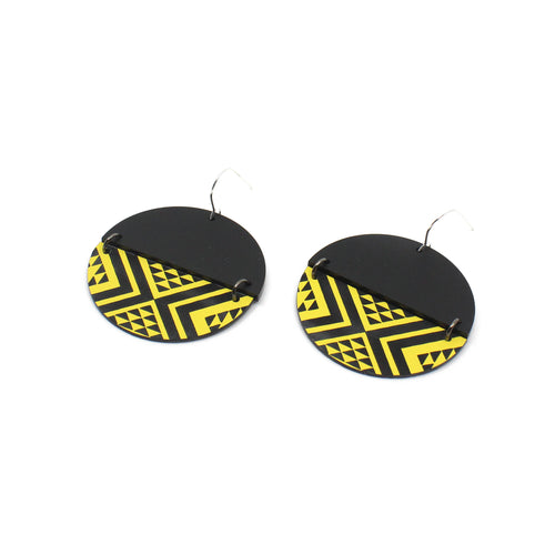 Split Tāniko I Earrings - Black | by Nichola Te Kiri