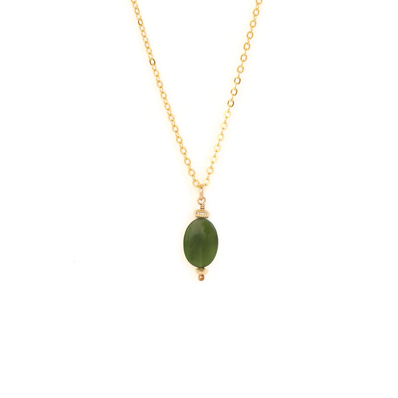 Tawera Neckalce - 14k Rolled Gold with Greenstone by Charlotte Penman