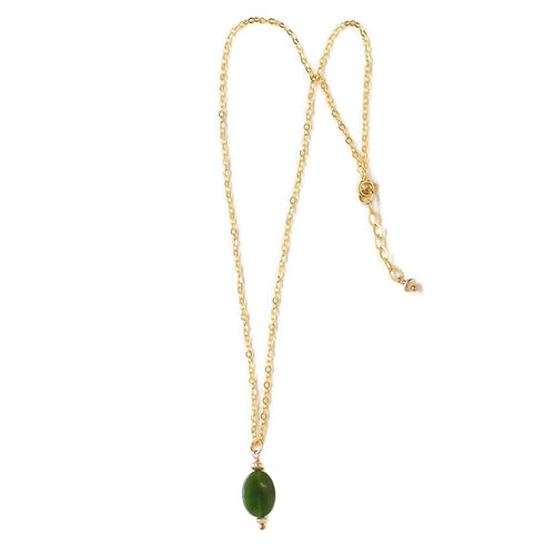 Tawera Neckalce - 14k Rolled Gold with Greenstone by Charlotte Penman