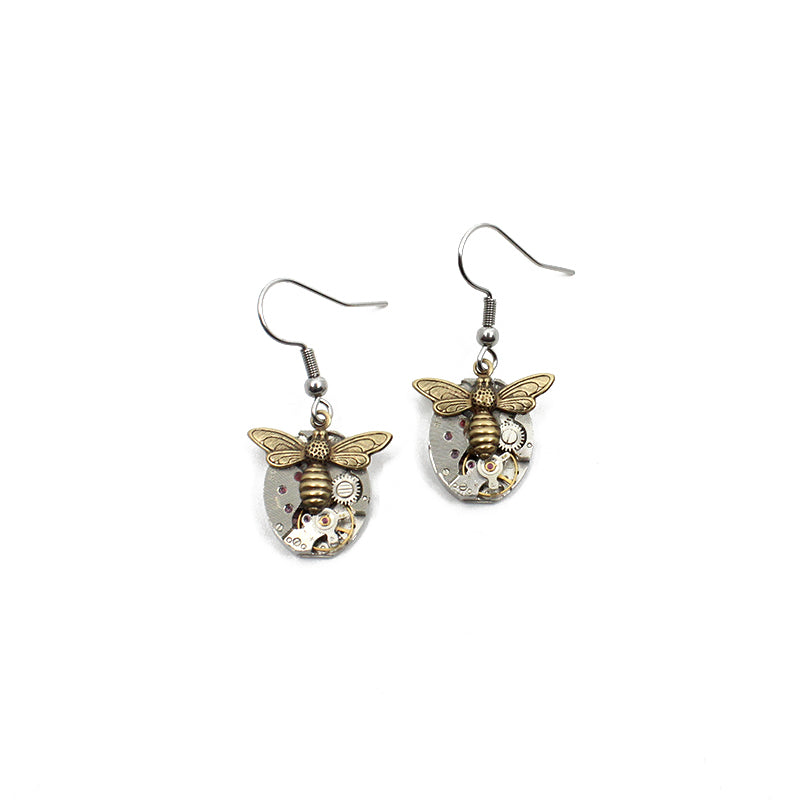 Timepiece earrings Bees - Brass | by Rainey Designs