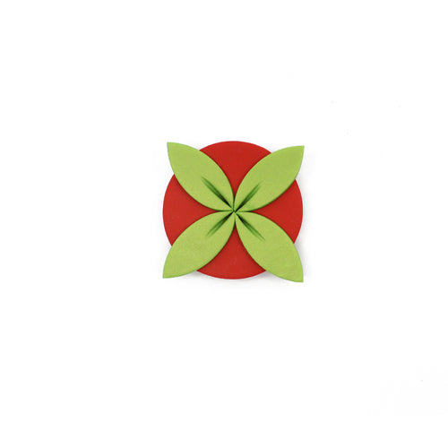 Tipani Statement Brooch Red & Light Green | by Leone Samu Tui