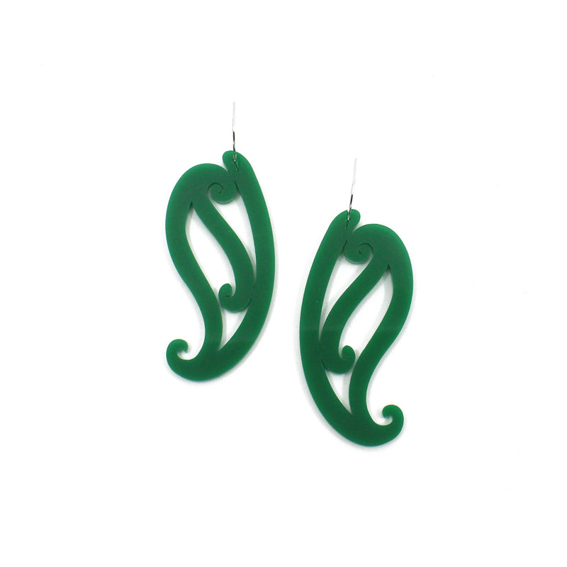 Tupuārangi Ngutu Kākā Earrings - Green | by Nichola Te Kiri