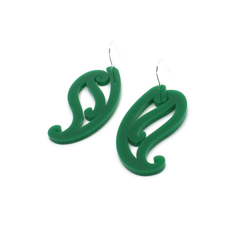 Tupuārangi Ngutu Kākā Earrings - Green | by Nichola Te Kiri