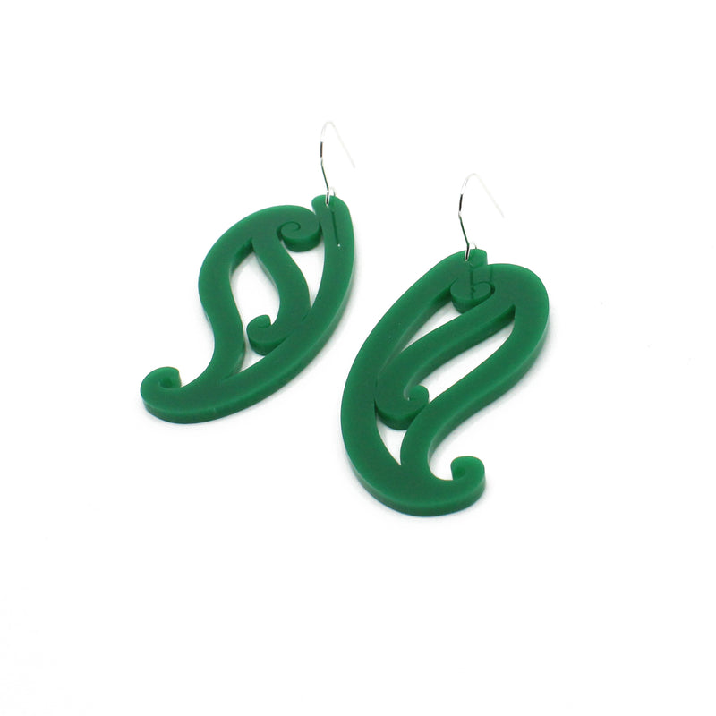 Tupuārangi Ngutu Kākā Earrings - Green | by Nichola Te Kiri