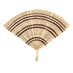 Vanuatu Large Woven Fan - Natural and Brown Striped