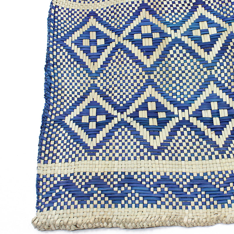 Vanuatu Pandanus Bag - Blue & Natural