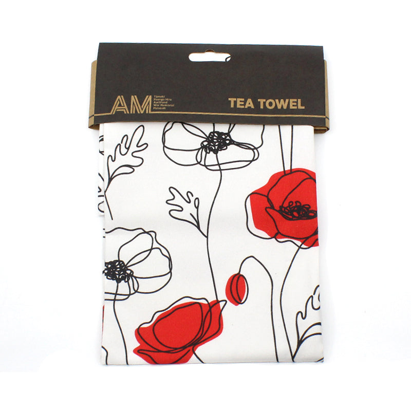 Poppy Tea Towel - White