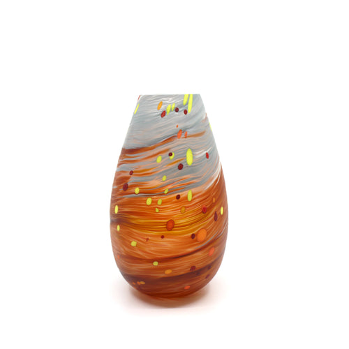 Autumn Volcanic Teardrop Glass Vase - Orange Small