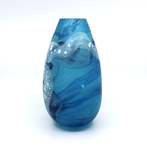 Huka Falls Volcanic Teardrop Glass Vase - Blue