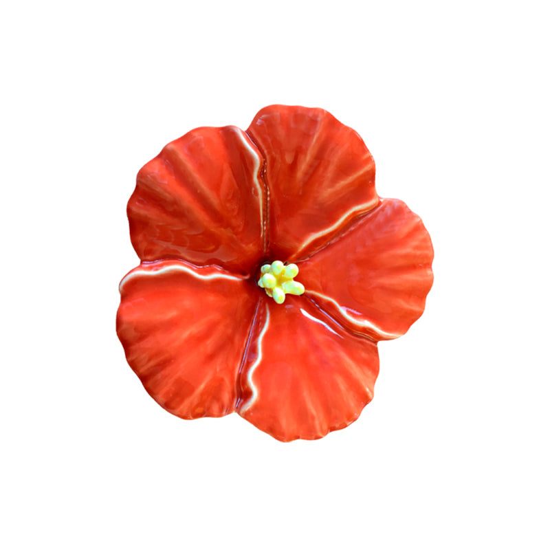 Ceramic Hibiscus Wall Flower - Orange | By Bob Steiner