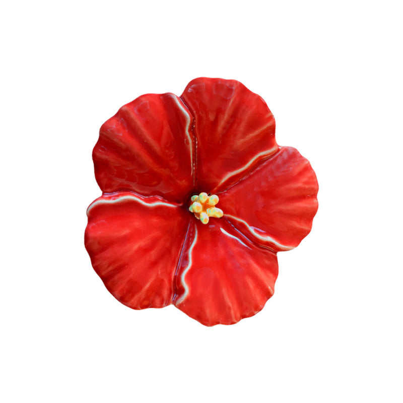 Ceramic Hibiscus Wall Flower - Red | By Bob Steiner