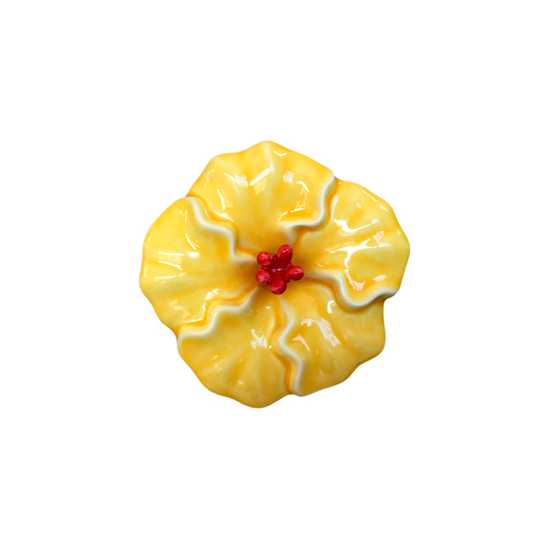 Ceramic Hibiscus Wall Flower Small - Yellow | By Bob Steiner