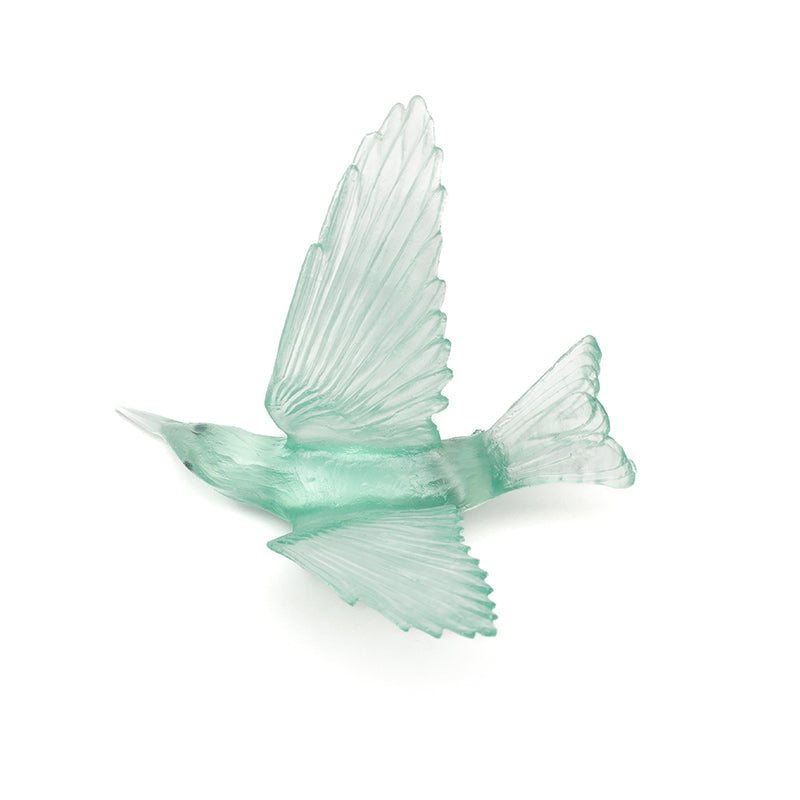 Glass Korimako - Bellbird Wall Sculpture - Pale Jade | by Luke Jacomb Studio