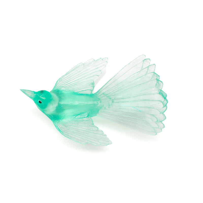 Glass Pīwakawaka - Fantail Wall Sculpture - Lagoon | by Luke Jacomb Studio