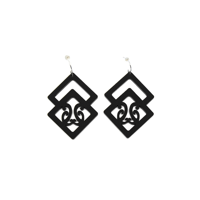 Synergy 2 Earrings - Black | by Nichola Te Kiri